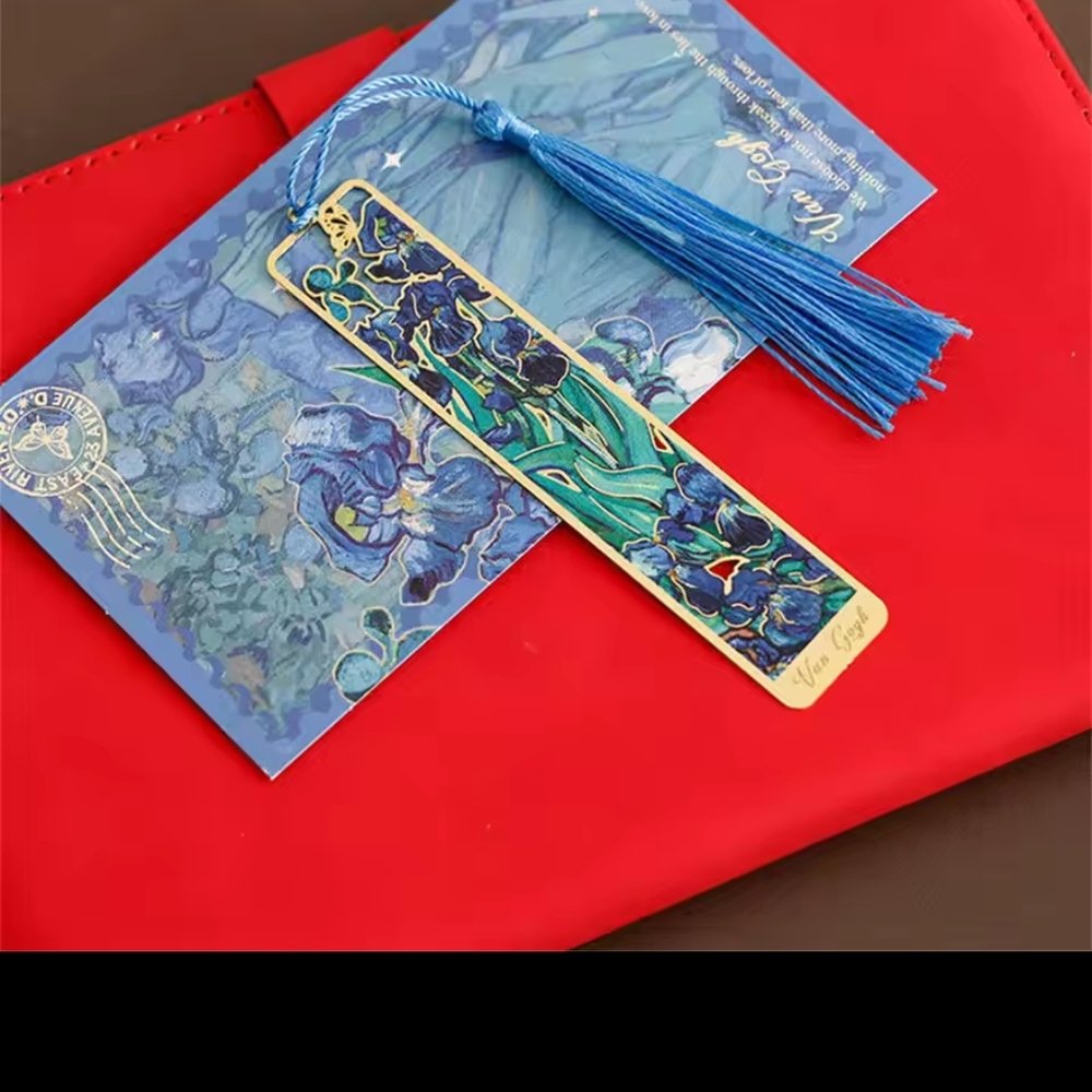 Elegant Blue and Gold Floral Bookmark